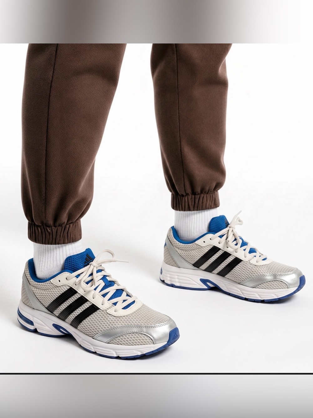 Adidas Metallic Silver and Blue Sneakers
